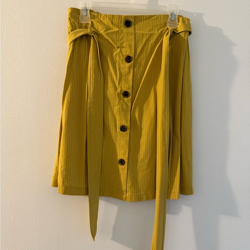 Berle Mustard A-Line Skirt with Button Detail - Picture 1 of 3